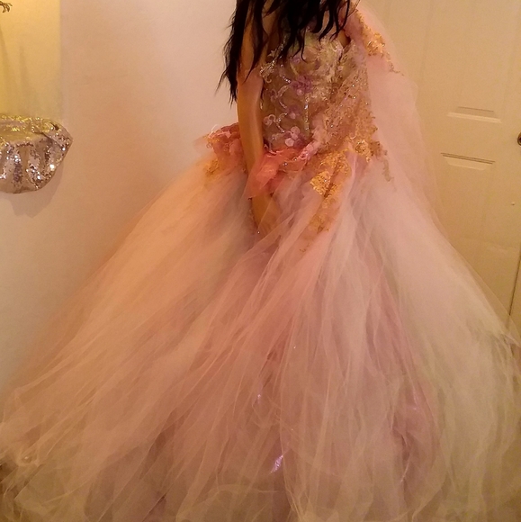 ASHA Blush & Mint Lehenga Saree Wedding Ballgown Set - Picture 9 of 10